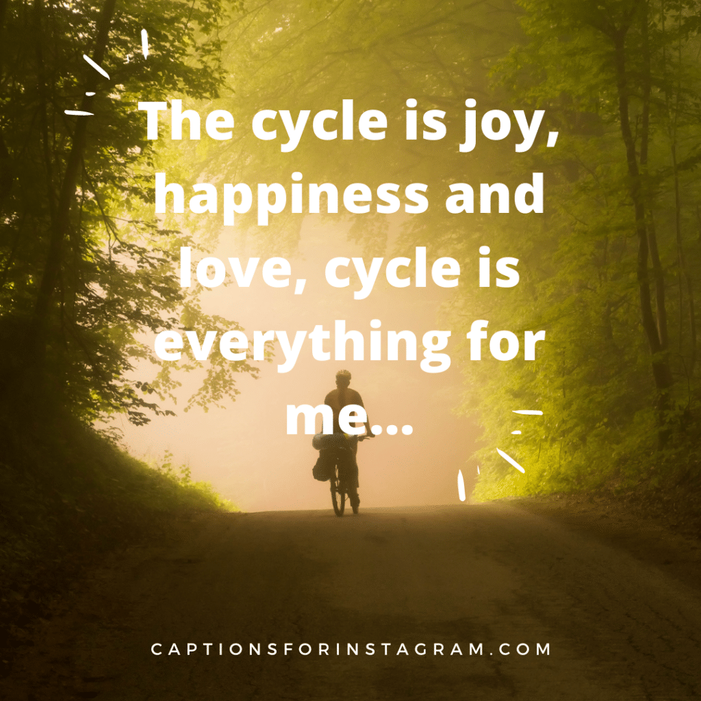 _The cycle is joy, happiness and love, cycle is everything for me...